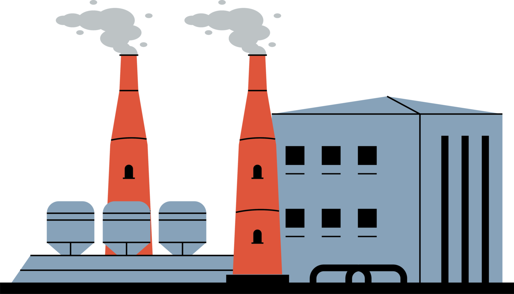 Industrieanlage mit rauchenden Schornsteinen png