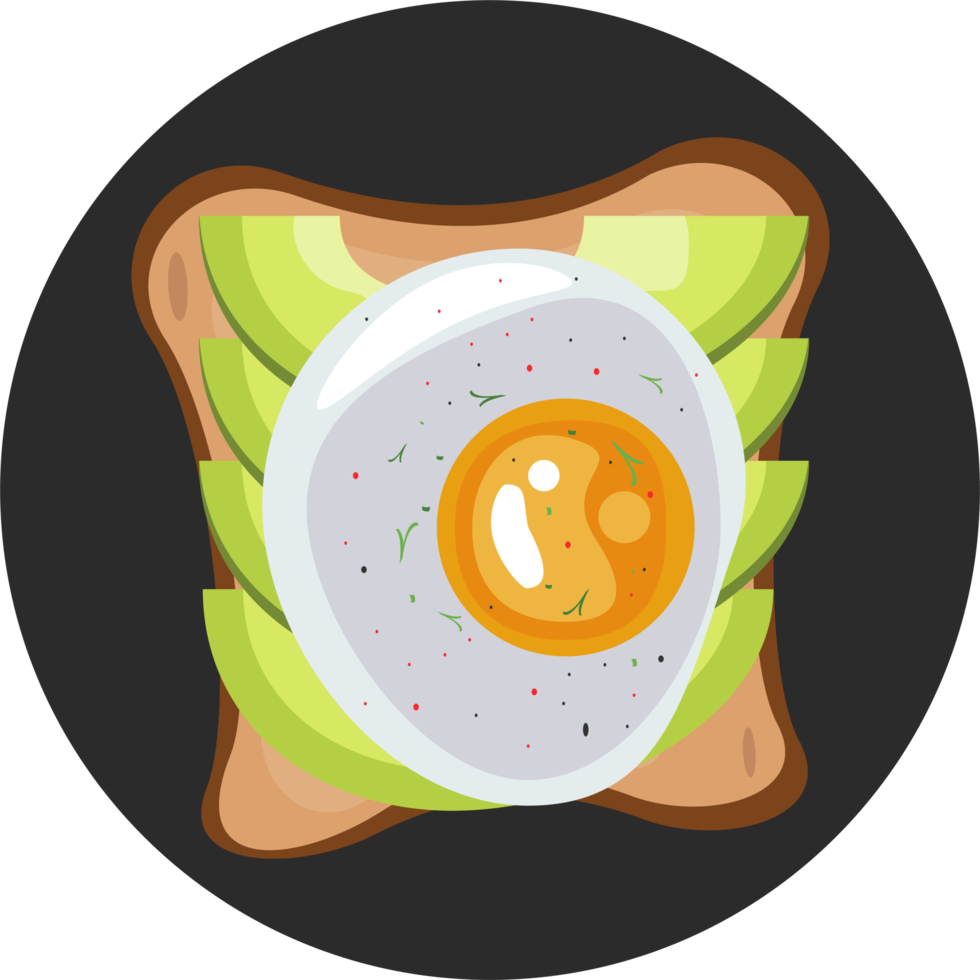 bread with avocado and egg fried png