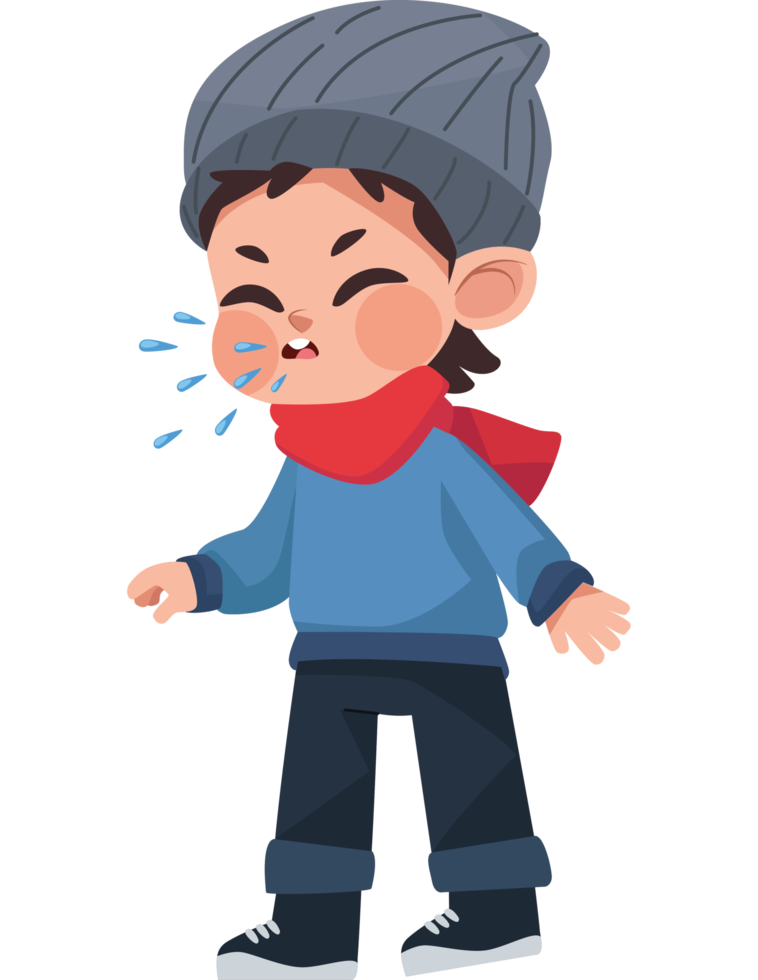 little boy sick with flu png