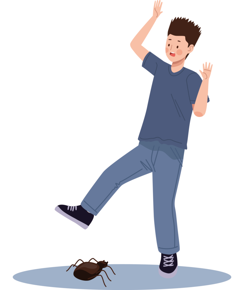 man suffering from arachnophobia png