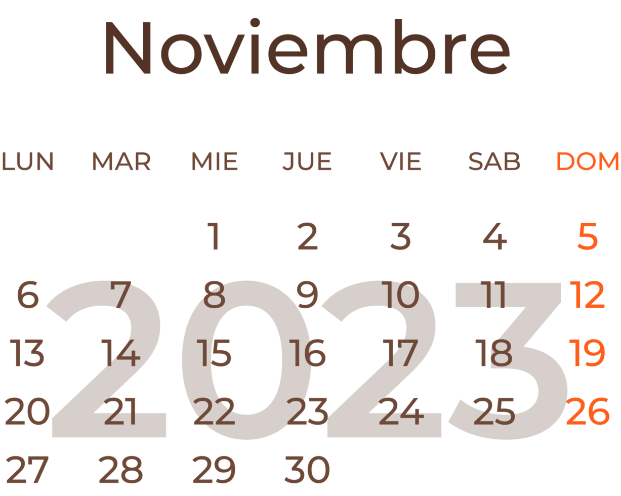 calendrier mois novembre dans Espagnol année 2023. png