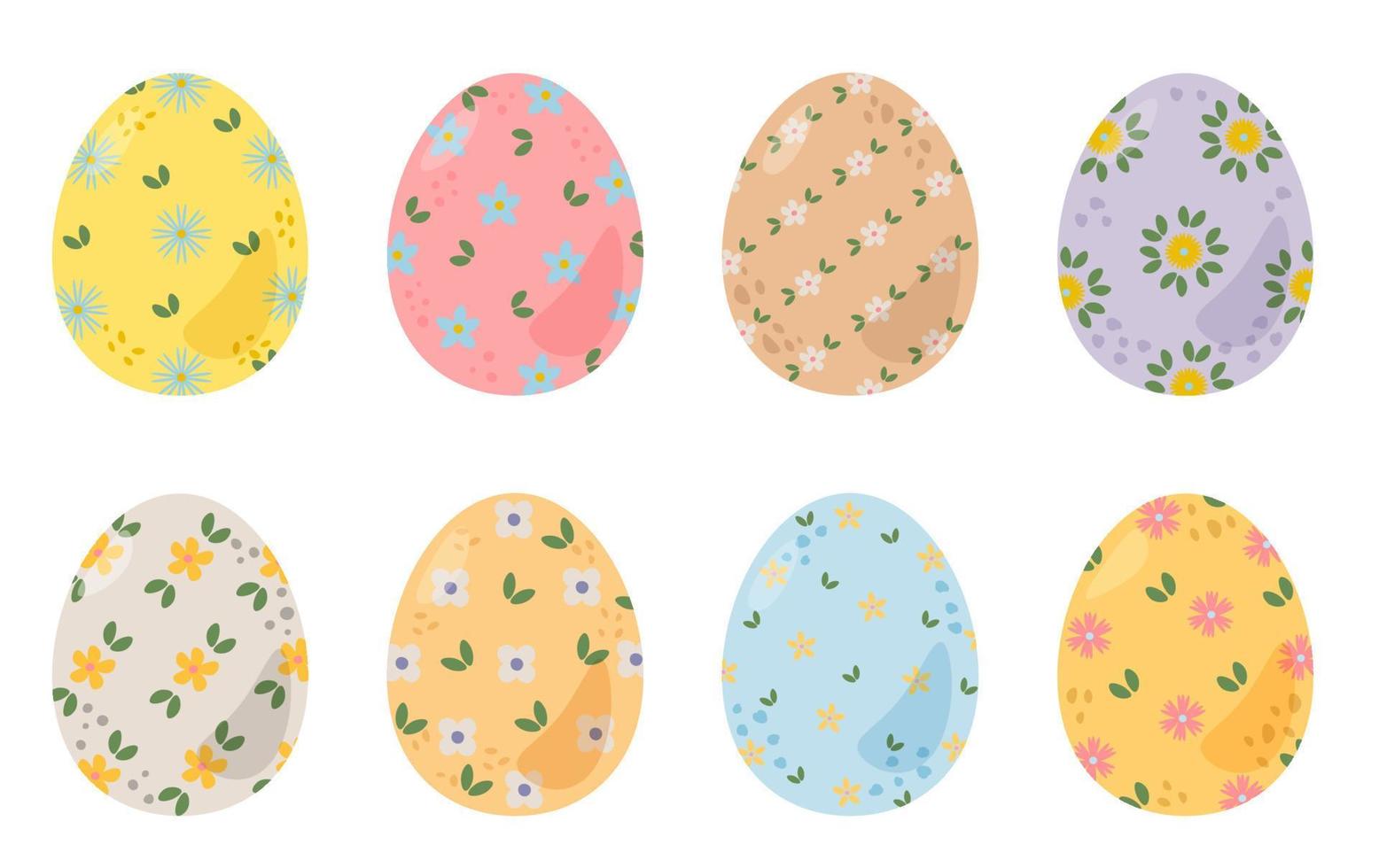 Vector illustration of cute Easter eggs of the spring holiday. Happy Easter design eggs set. Good for spring and Easter greeting cards and invitations. Can be used for posters, cards of any print.