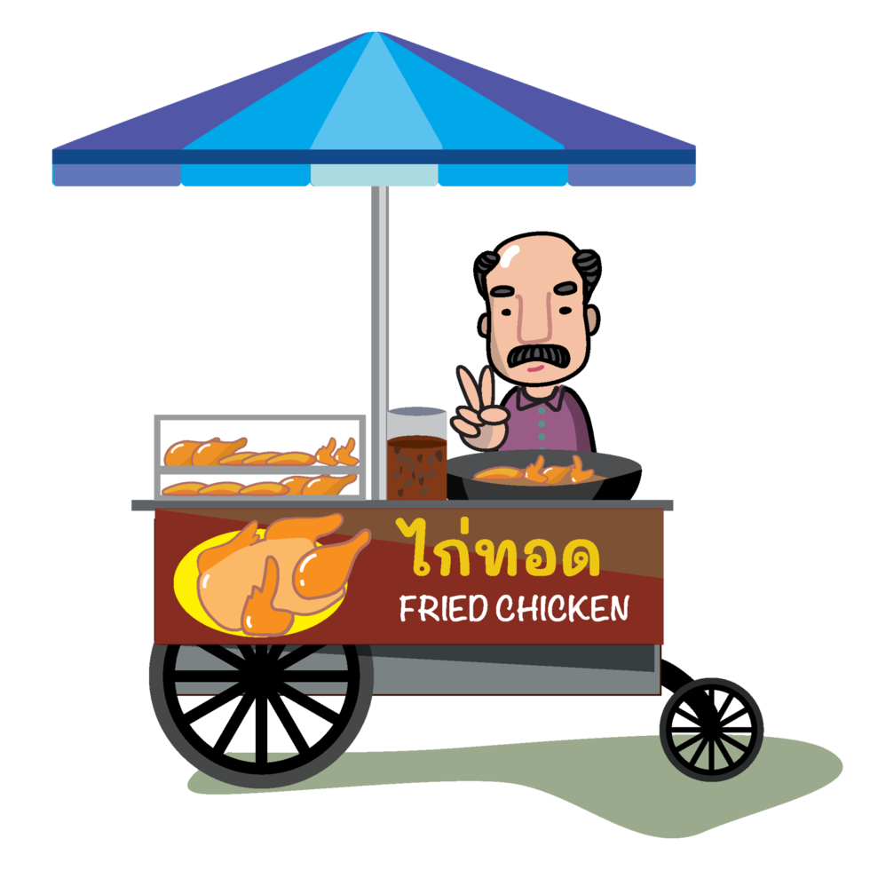 Thai food vendor street food fried chicken png