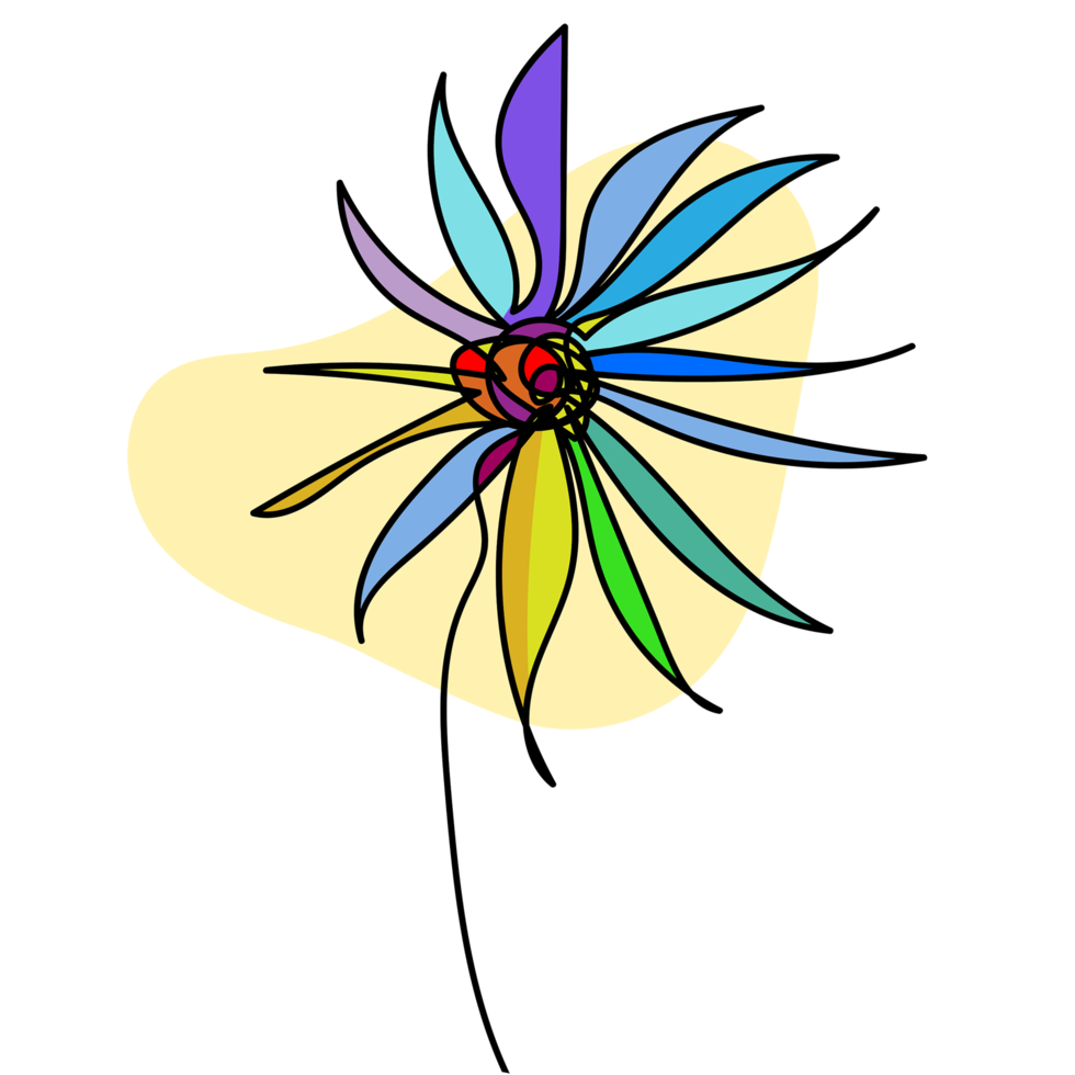 hand- getrokken abstract tekening kleurrijk bloemen, geïsoleerd. png