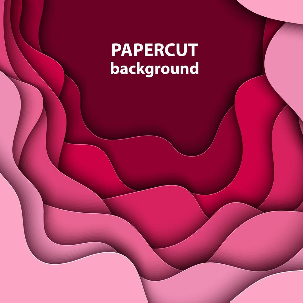 Vector background with magenta pink colorful paper cut shapes. 3D abstract paper art style, design layout for business presentations, flyers, posters, prints, decoration, cards, brochure