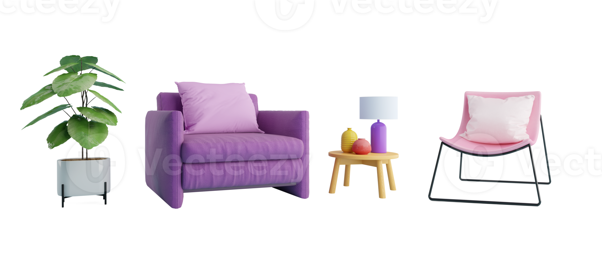 violet et rose fauteuil ensemble pour intérieur décoration png
