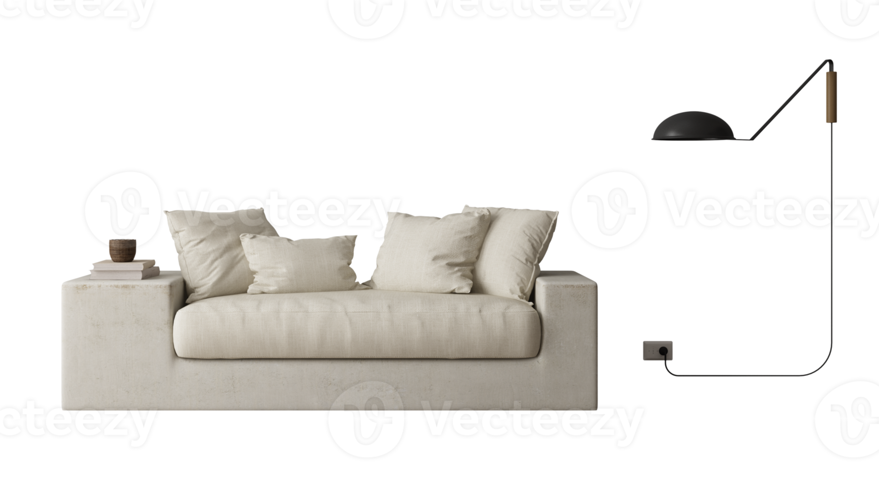sofa with pillows and lamp in Mediterranean style png