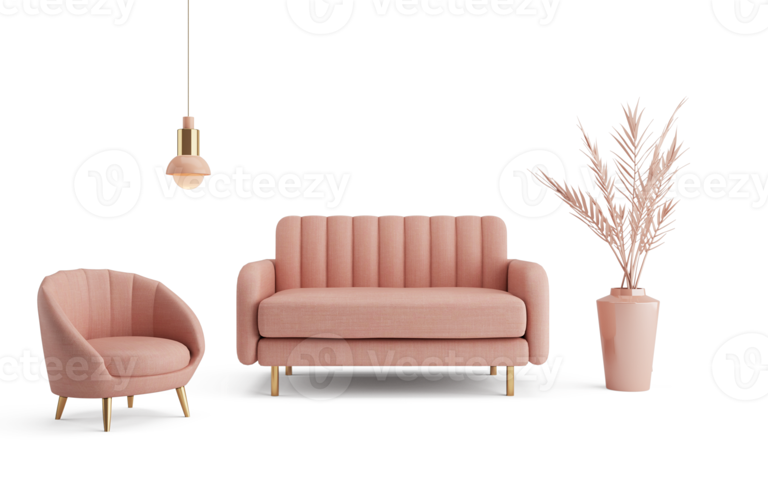 pink sofa and armchair set art deco style png