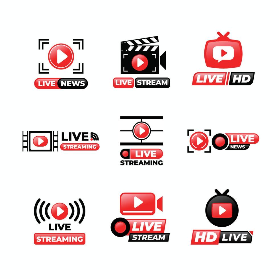 Youtube Live Streaming Badge Set Pack vector