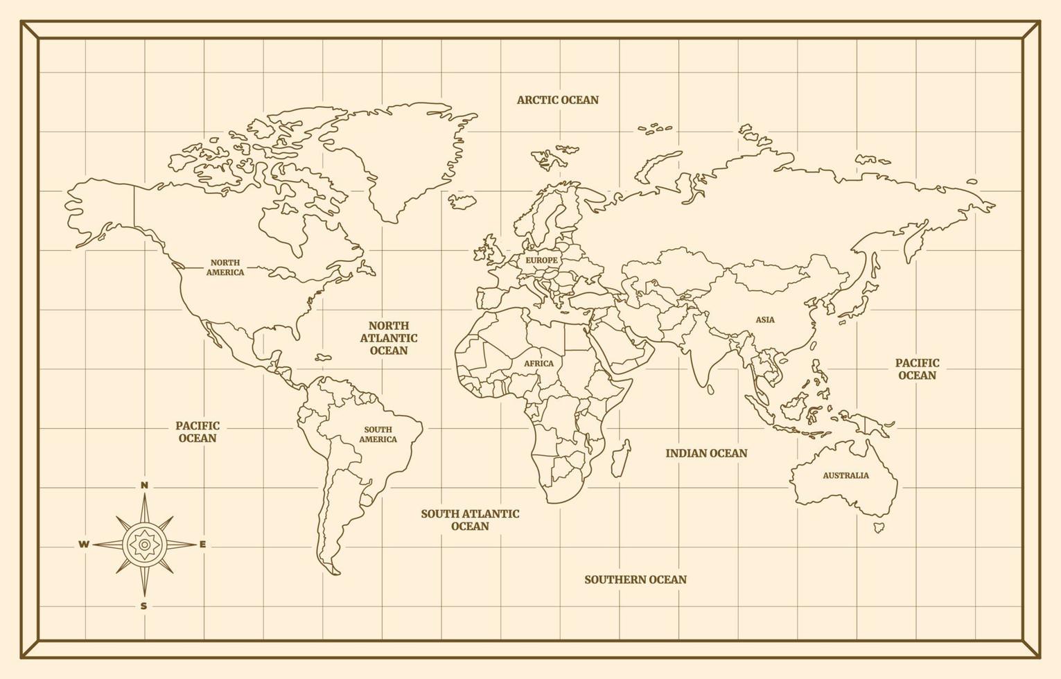 contorno del mapa del mundo vector