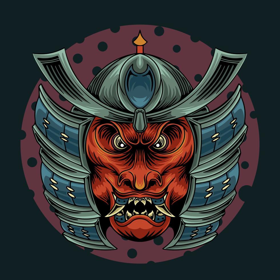 Samurai demonio con ilustración vectorial vector