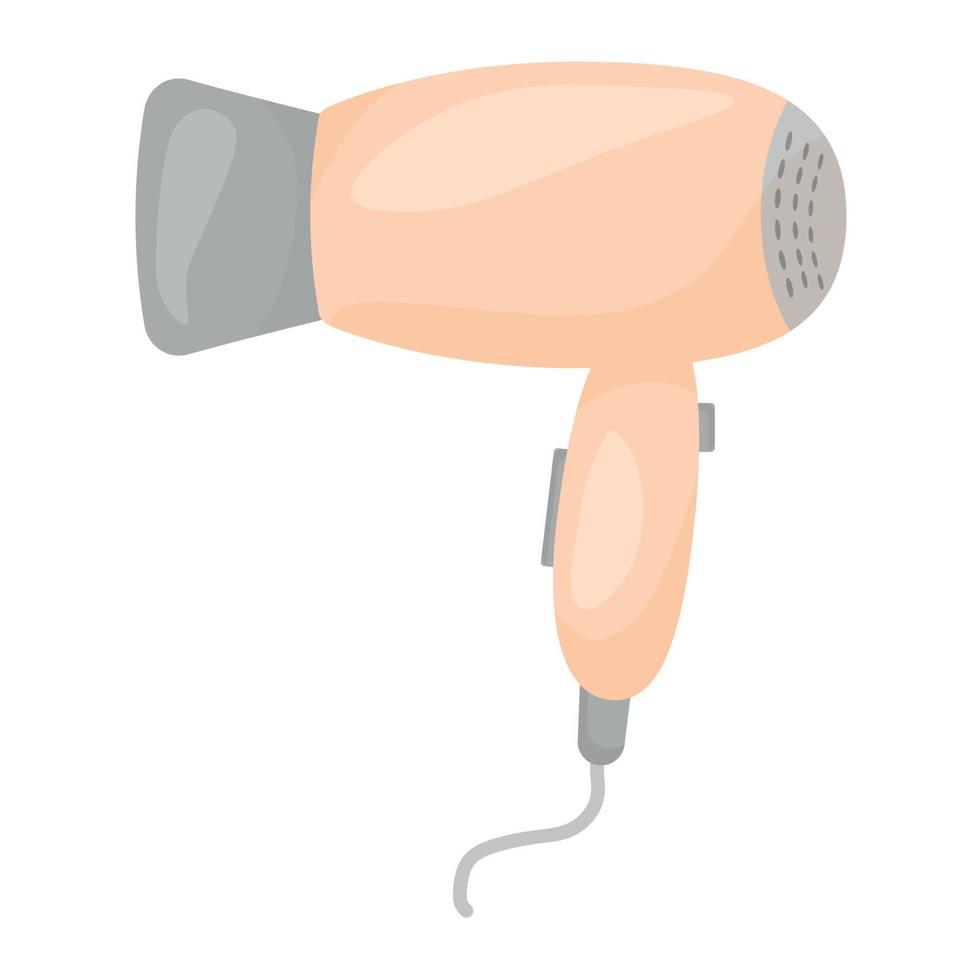 Hair dryer icon in cartoon style isolated on white background. Hairdressery symbol stock vector illustration.