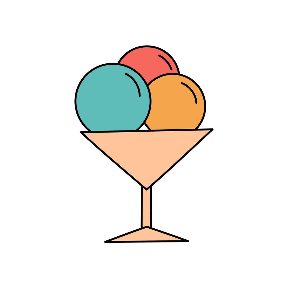 helado estilo garabato. postre dulce helado de verano. ilustración simple aislado sobre fondo blanco. icono de verano vector