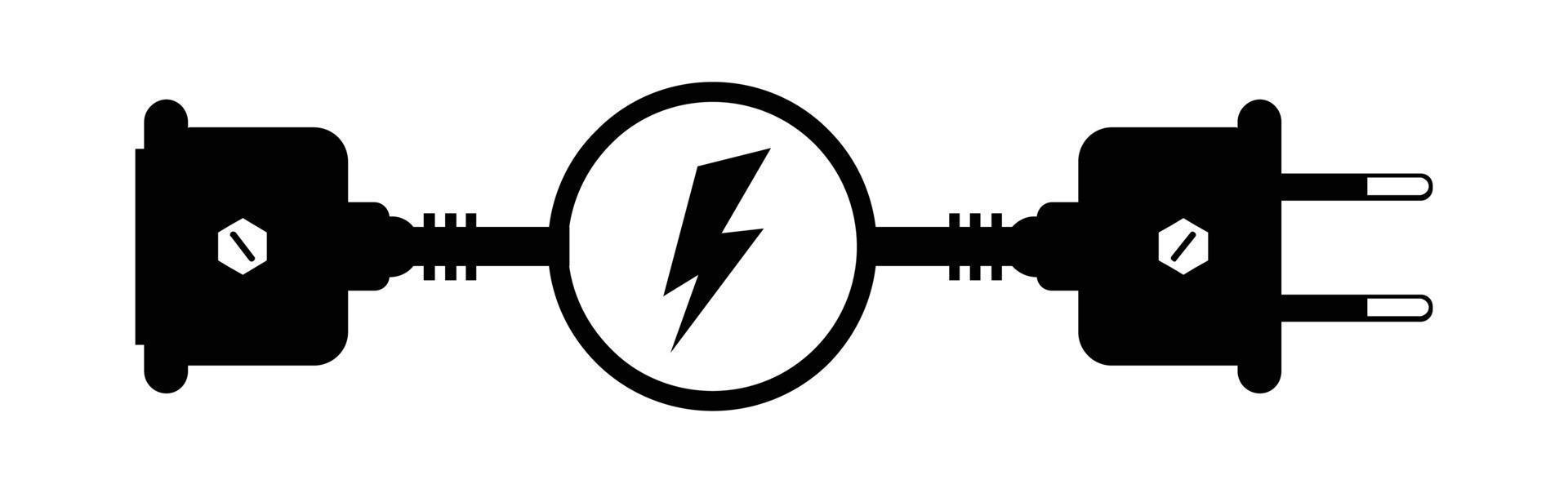 Enchufe eléctrico vectorial y toma de corriente desenchufada. Cable de ilustración de vector de desconexión de energía