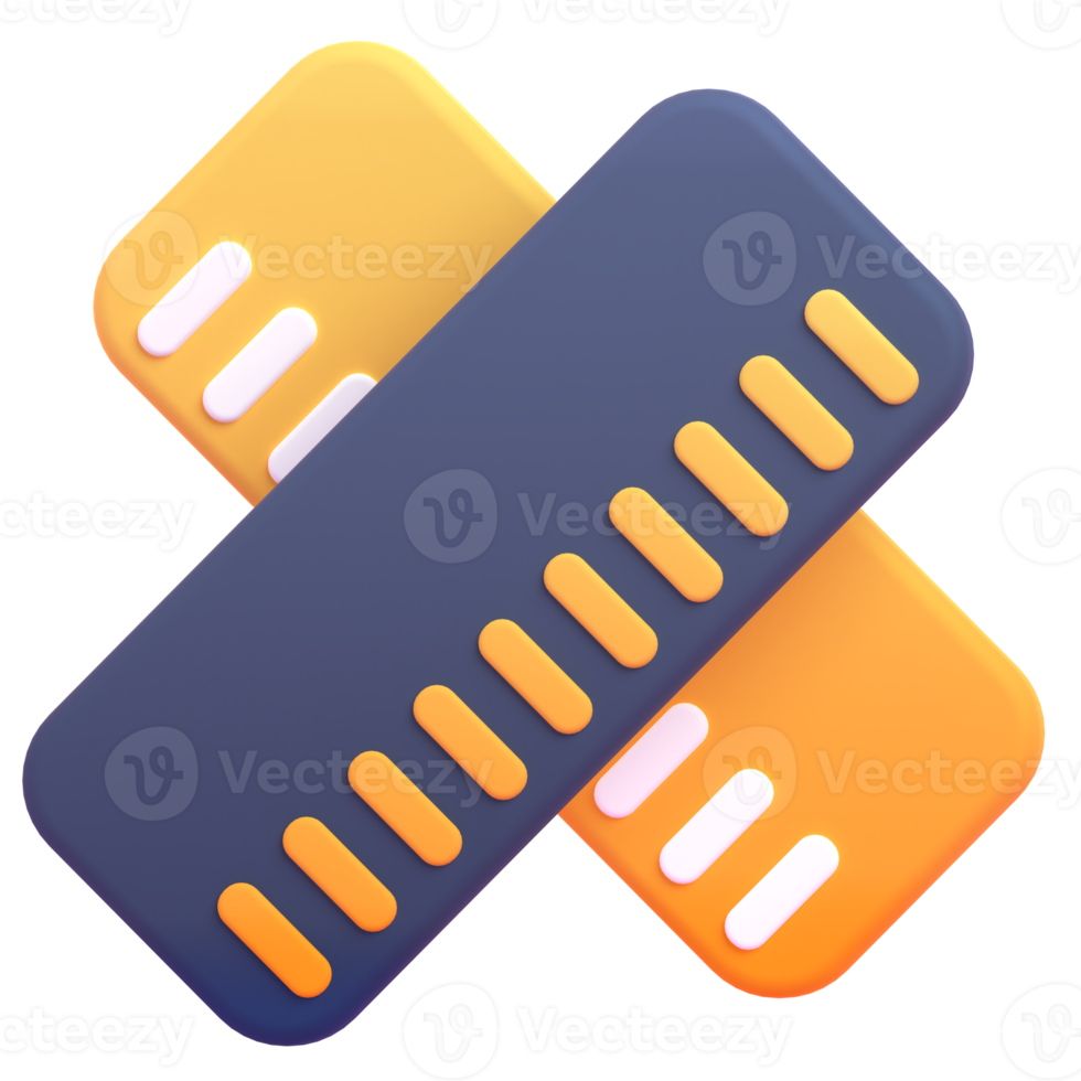 Ruller in 3d render for graphic asset web presentation or other png