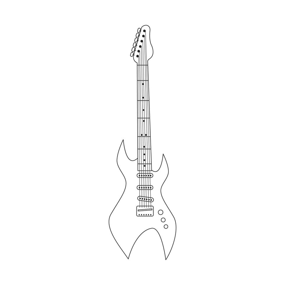 dibujo de línea de guitarra eléctrica, vector de línea de guitarra