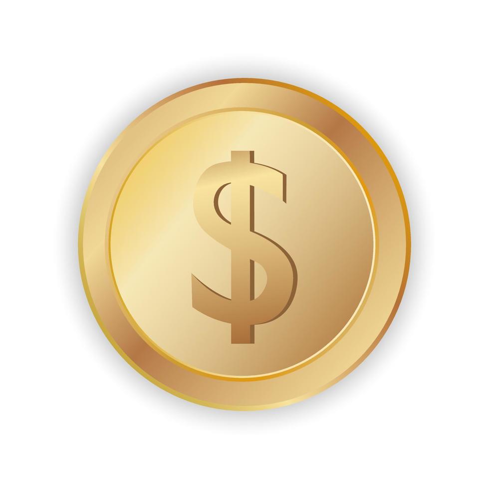 Gold coins of bitcoin, euro, dollar vector