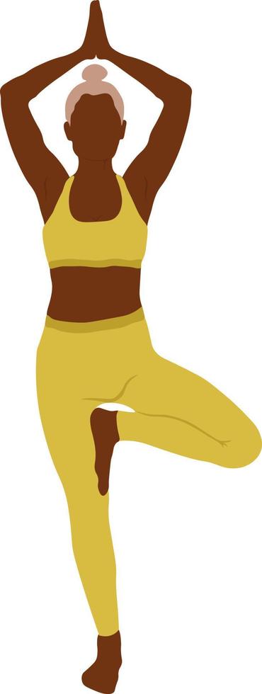 Yoga time concept, beautiful woman doing yoga exercise vector illustration. Healthy lifestyle concept