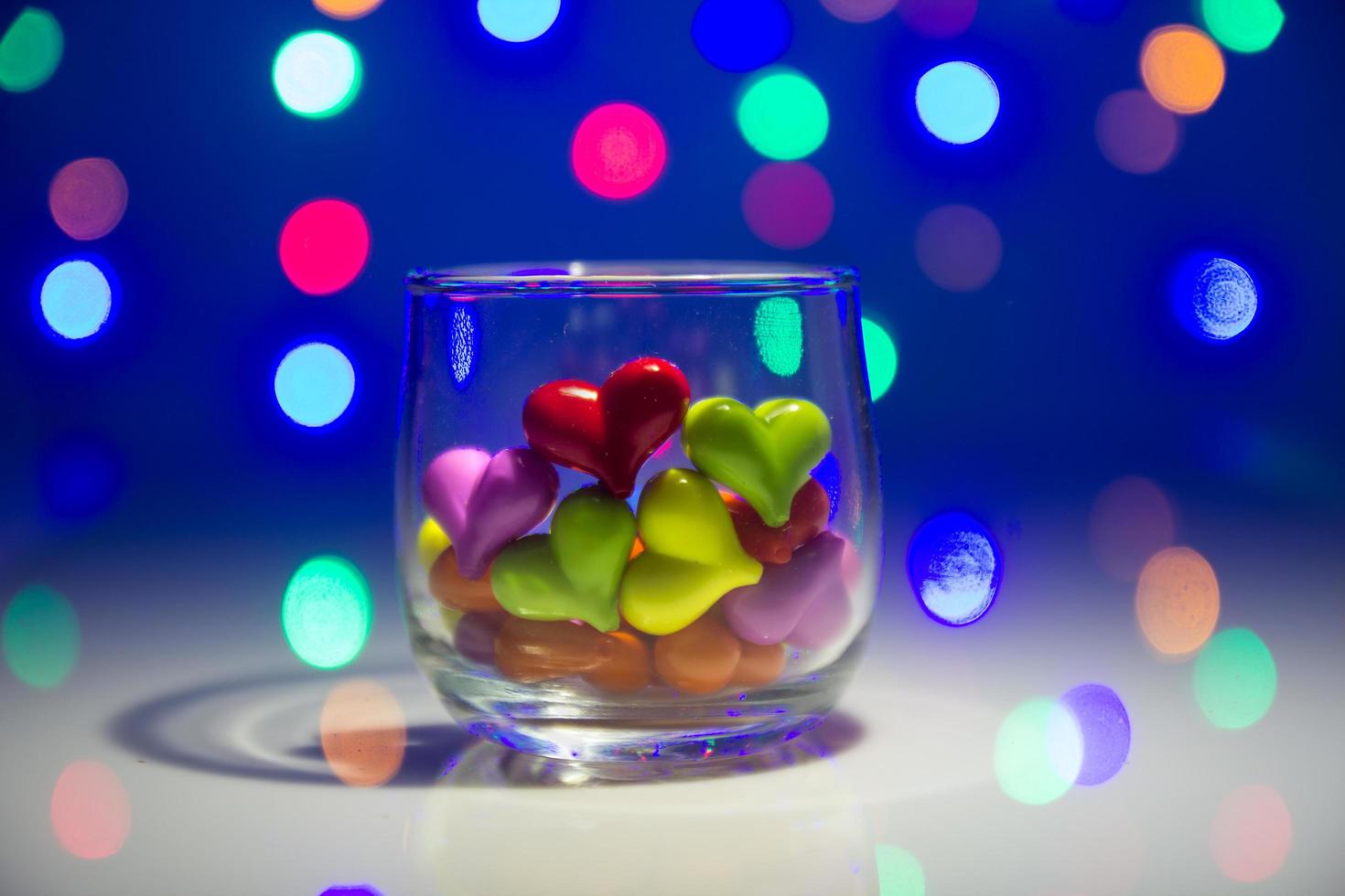 Multicolor heart shape in glass photo