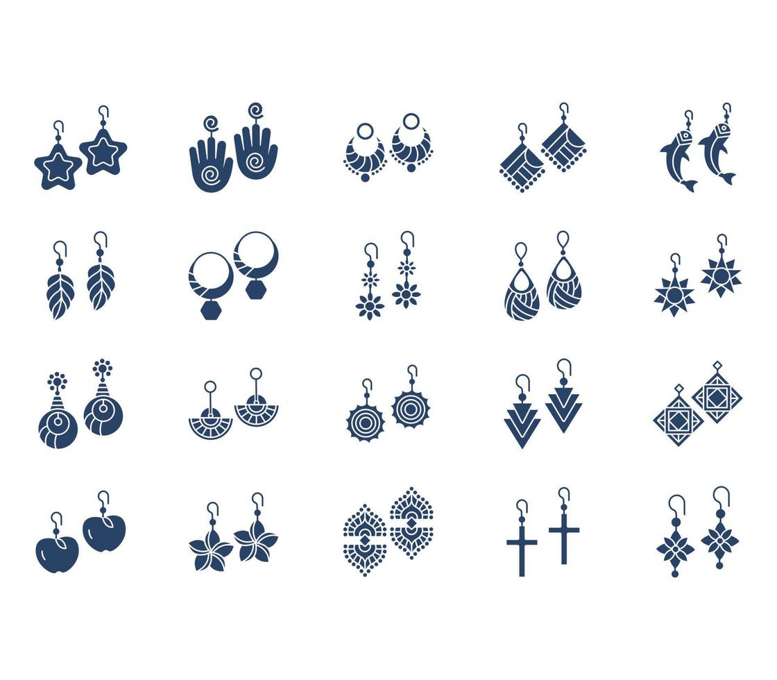 Earrings and jewellery icon set vector