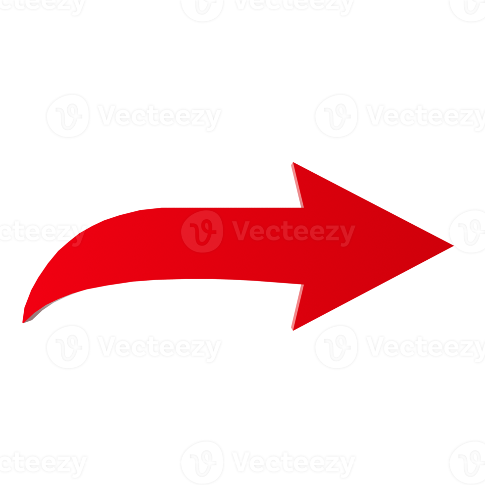 seta direita vermelha 3d png