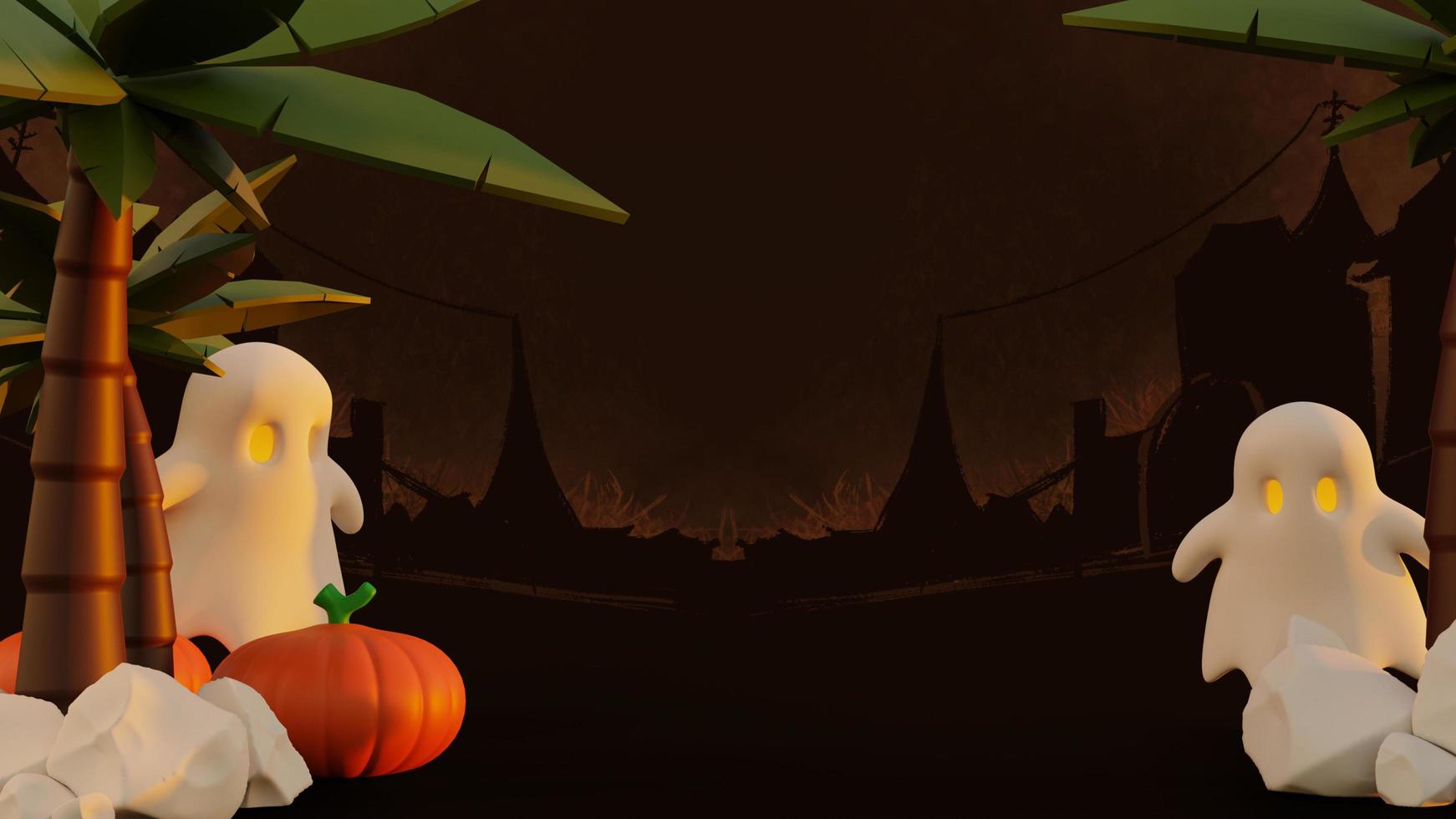 feliz halloween fondo 3d con calabaza foto