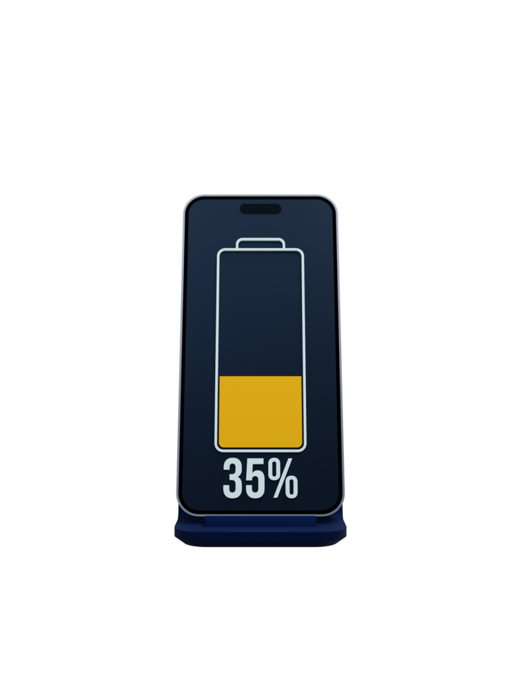 draadloze smartphone accu opladen percentage indicator symbool 3d illustratie png