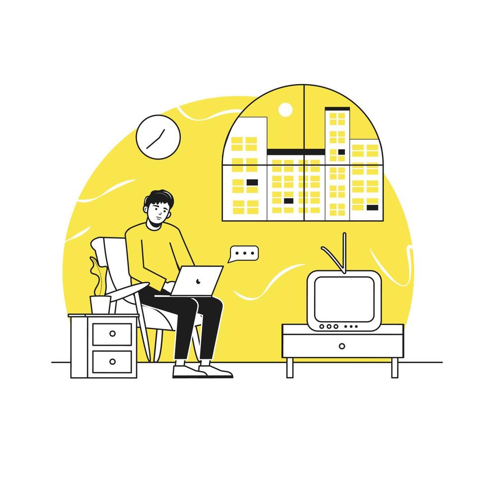 Man Work from home illustration vector