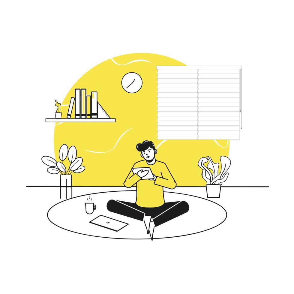 Man Work from home illustration vector