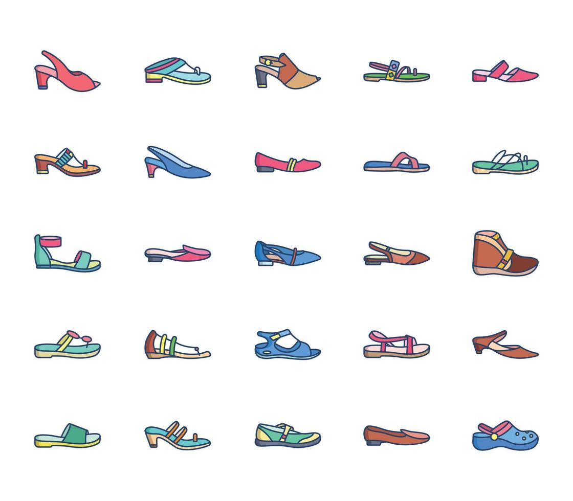 Sandals and footwear icon set vector