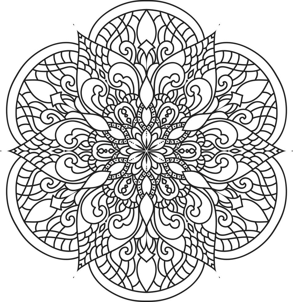 Decorative Mandala pattern art background Black and White vector