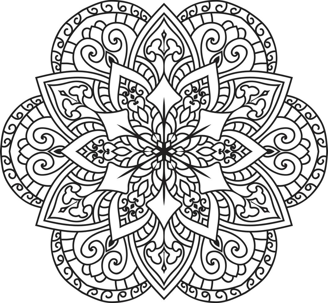 patrón de mandala decorativo fondo de arte en blanco y negro vector