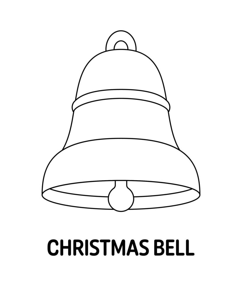 Coloring page with Christmas Bell for kids vector