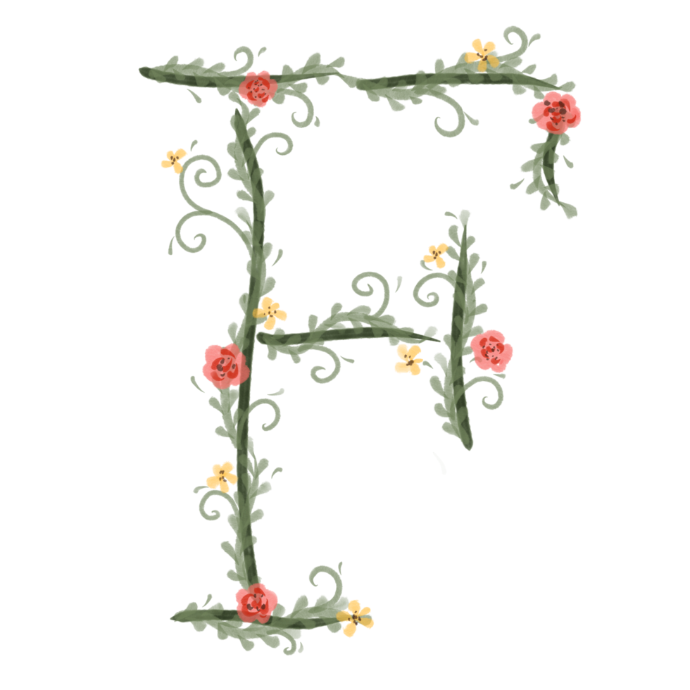 floral alphabet font png