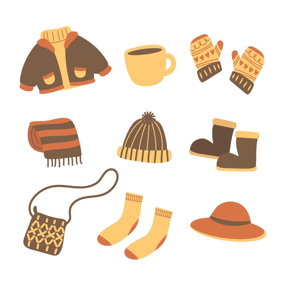 Set of autumn element vector illustration.