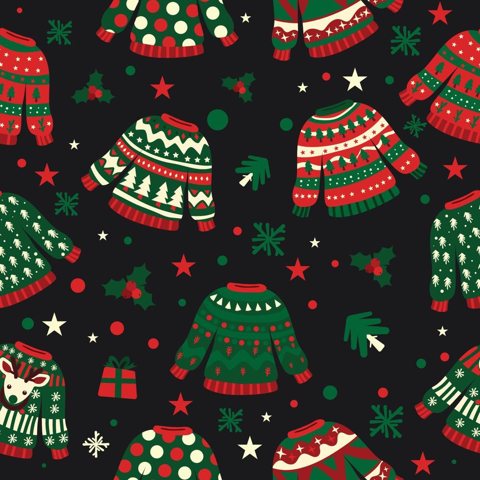 Ugly Sweater Seamless Pattern Background vector