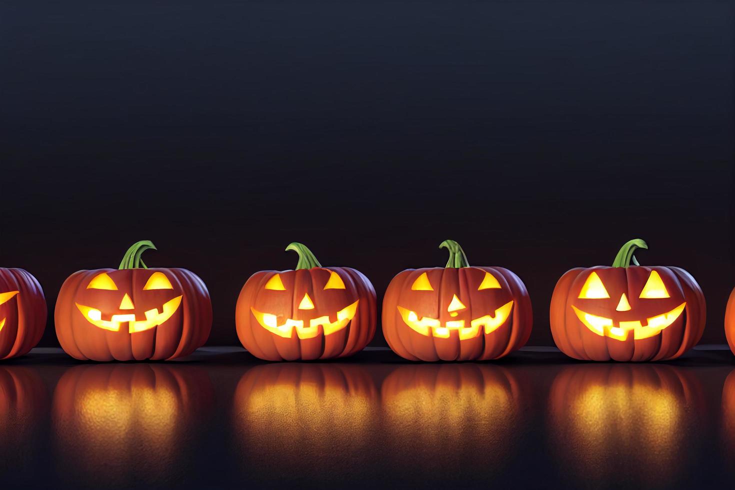 A set of Halloween jack o lantern pumpkins photo