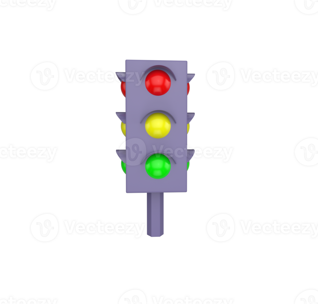 minimo 3d illustrazione traffico luce, traffico segnale con rosso, giallo, e verde luce. segnale sistema per sicurezza guida controllo png