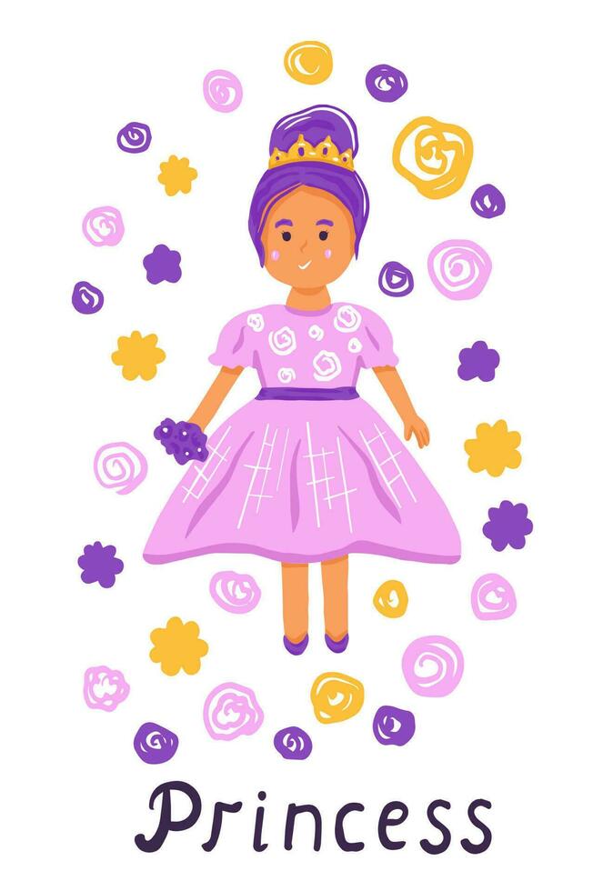 princesa en dibujos animados estilo vector