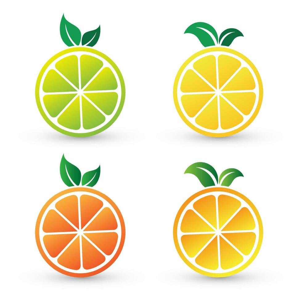 Collection of lemon logo design vector. Collection of orange design cartoon vector. vector