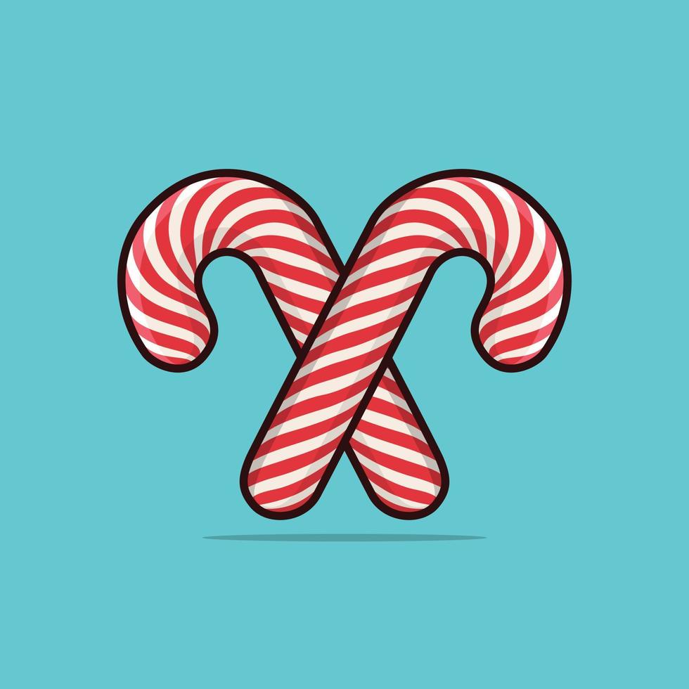 Christmas candy cane vector illustration. Merry Xmas and Happy New Year sweet 3d icon for poster, banner, or holiday invitation