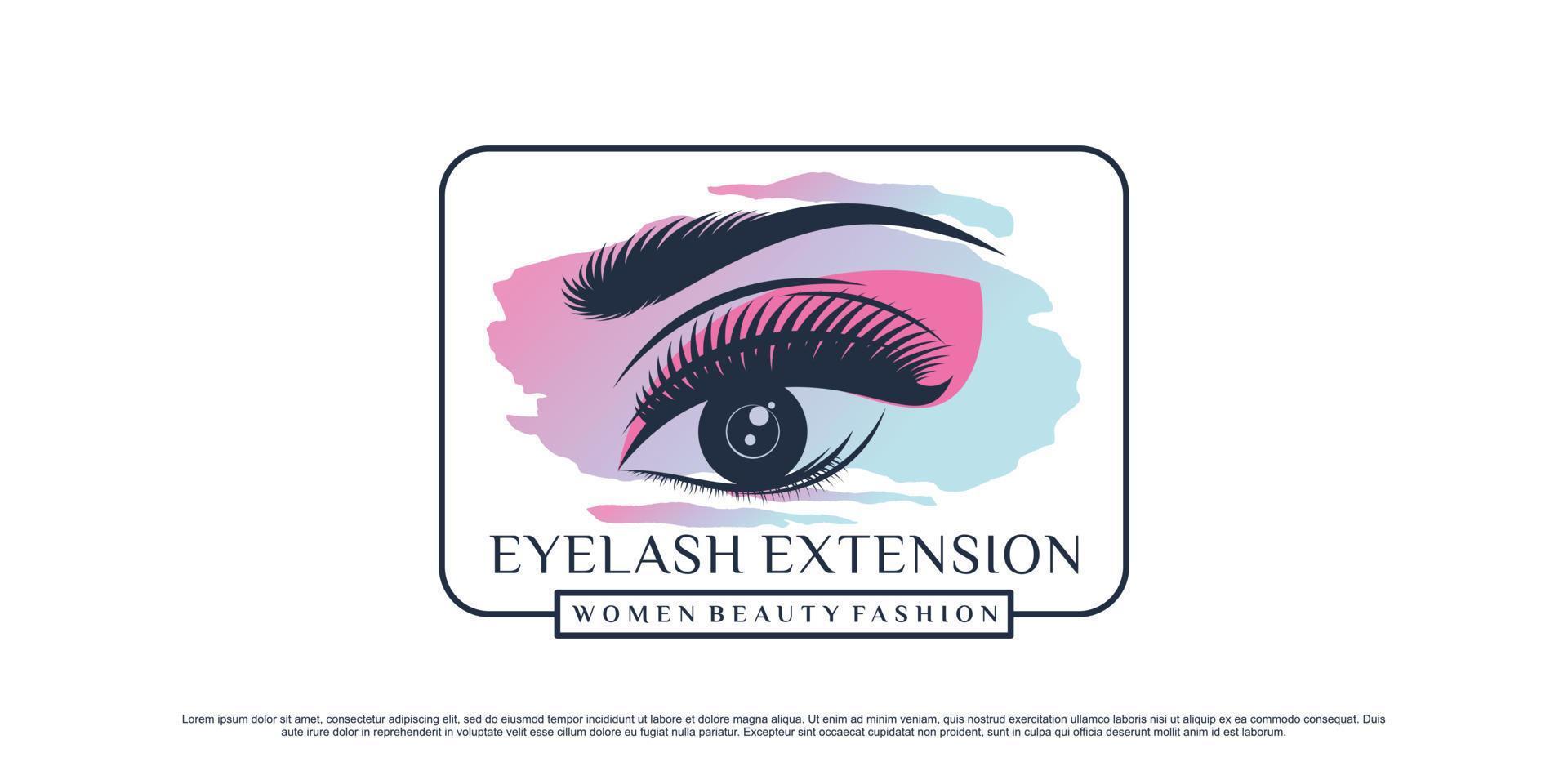 Beauty eyelashes extension logo design for makeup studio with unique concept and creative element vector
