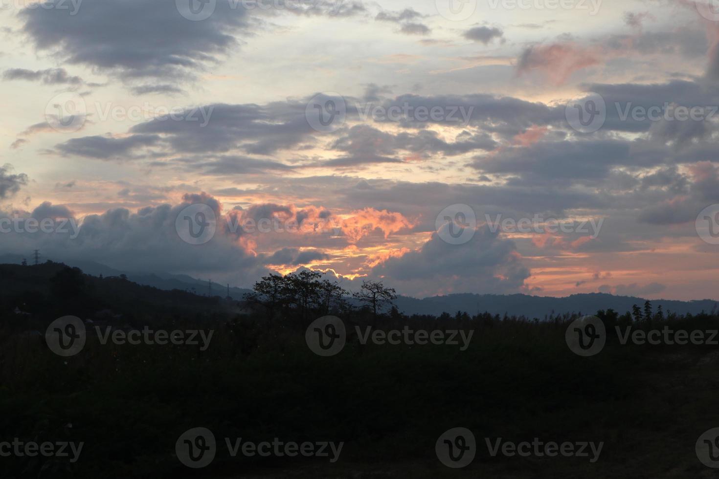 the beauty of the orange sky. Colorful cloudy sky at sunset. Gradient color. Sky texture, abstract nature background photo