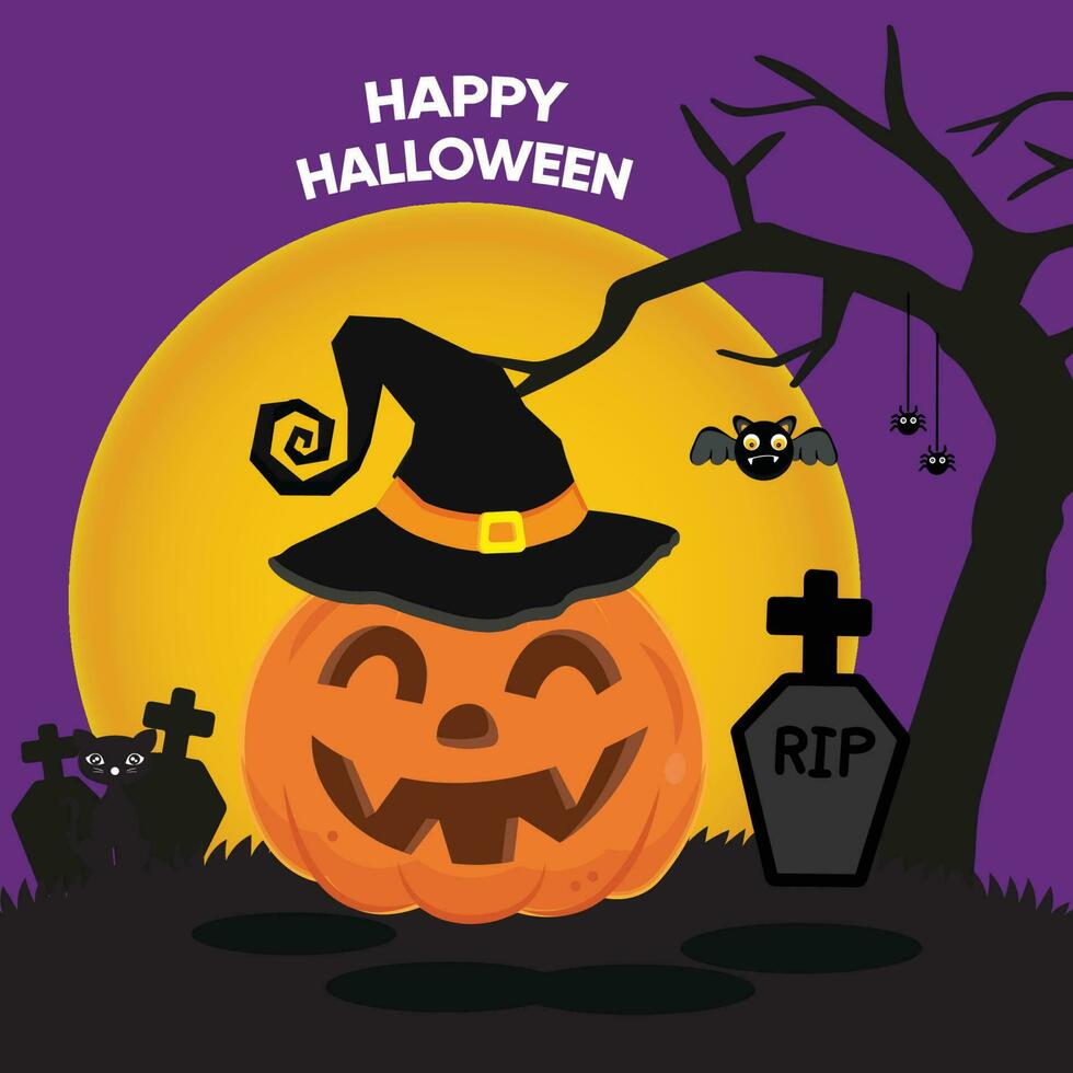 Halloween greeting card Vector Illustration.