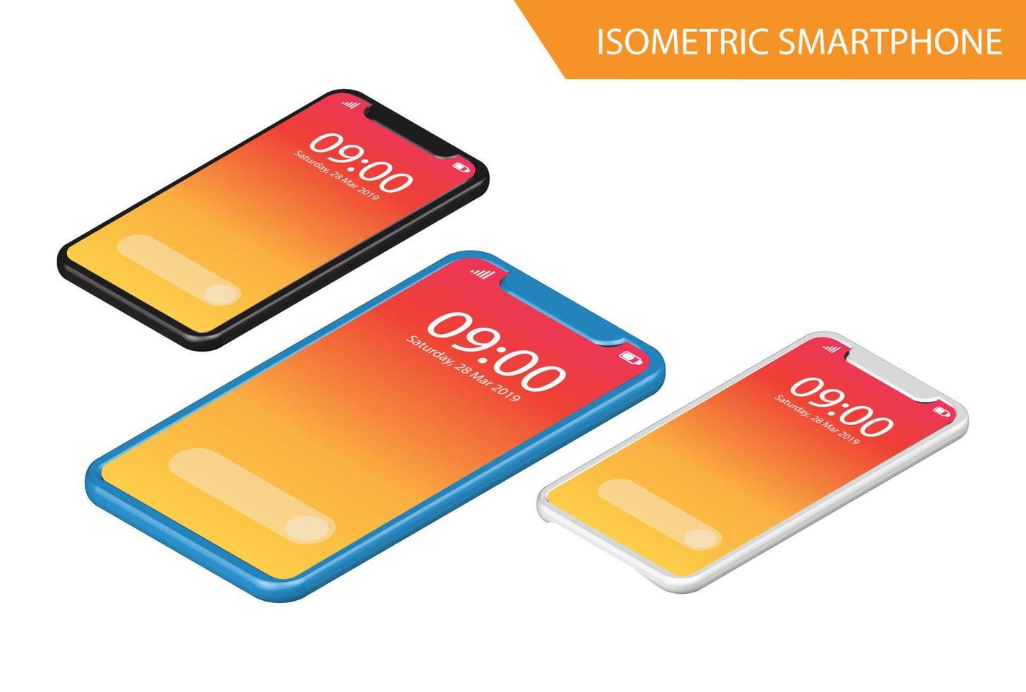 Modern Isometric Mockup Phone Illustration With Gradient, Suitable for Diagrams, Infographics, Game Asset, And Other Graphic Related Assets vector