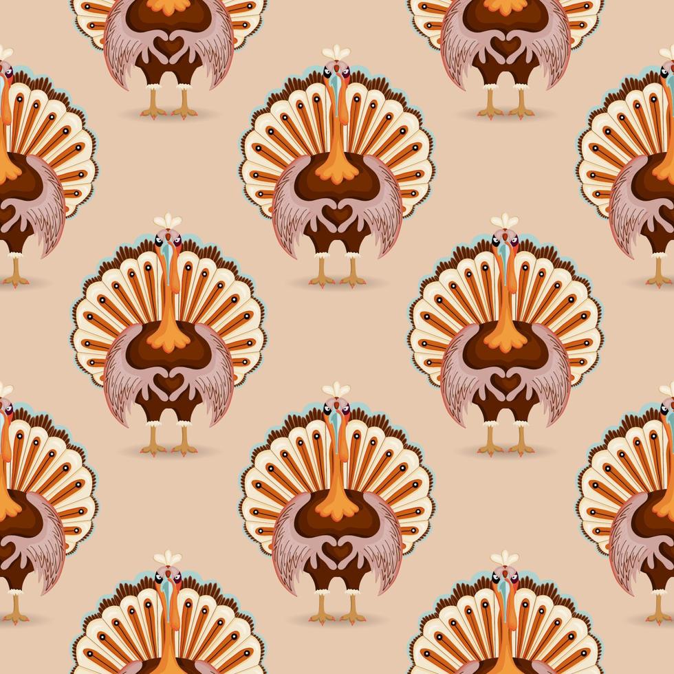Thanksgiving day seamless pattern. Thanksgiving day pattern with turkey. Wrapping paper, holiday textile design with turkey. vector
