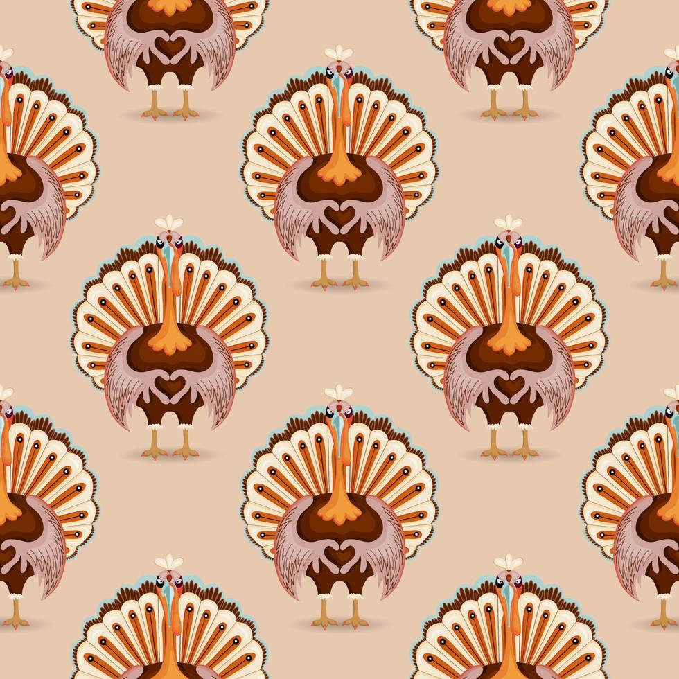 Thanksgiving day seamless pattern. Thanksgiving day pattern with turkey. Wrapping paper, holiday textile design with turkey. vector