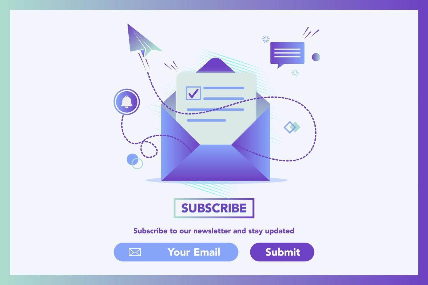 Newsletter and Mail concept illustration. Emailing, Digital marketing. Get in touch, initiate contact, contact us. Email marketing, web chat, 24 hour support. Subscribe concept. vector