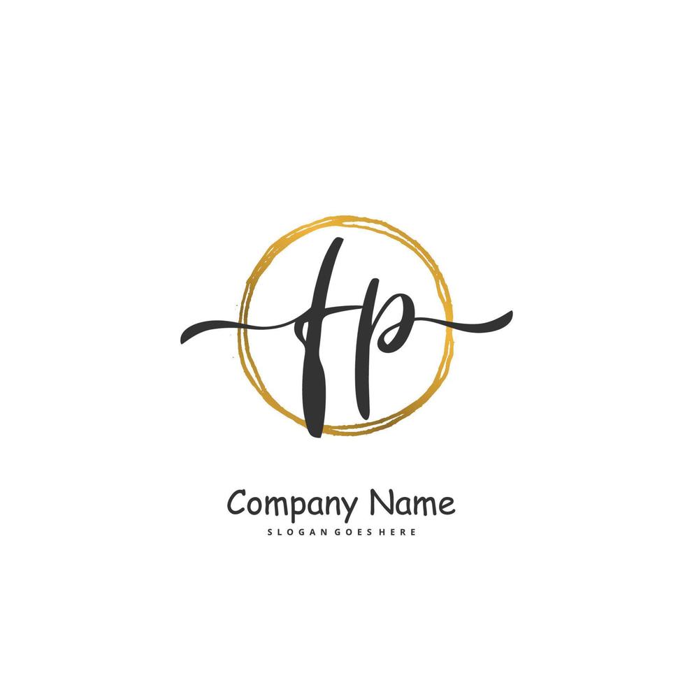 FP Initial handwriting and signature logo design with circle. Beautiful design handwritten logo for fashion, team, wedding, luxury logo. vector