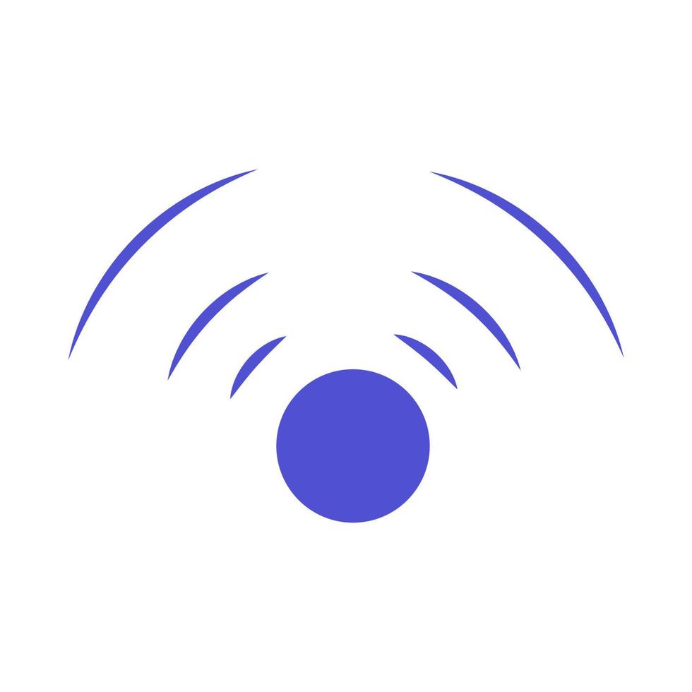 Echo sonar waves. Blue radar symbol on sea and ultrasonic signal